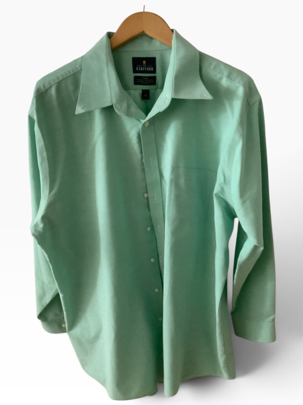 stafford classic fit dress shirt | Shirts | Stafford Mens 8 3435 Regular Travel Wrinkle Free Oxford Green Mens shirt